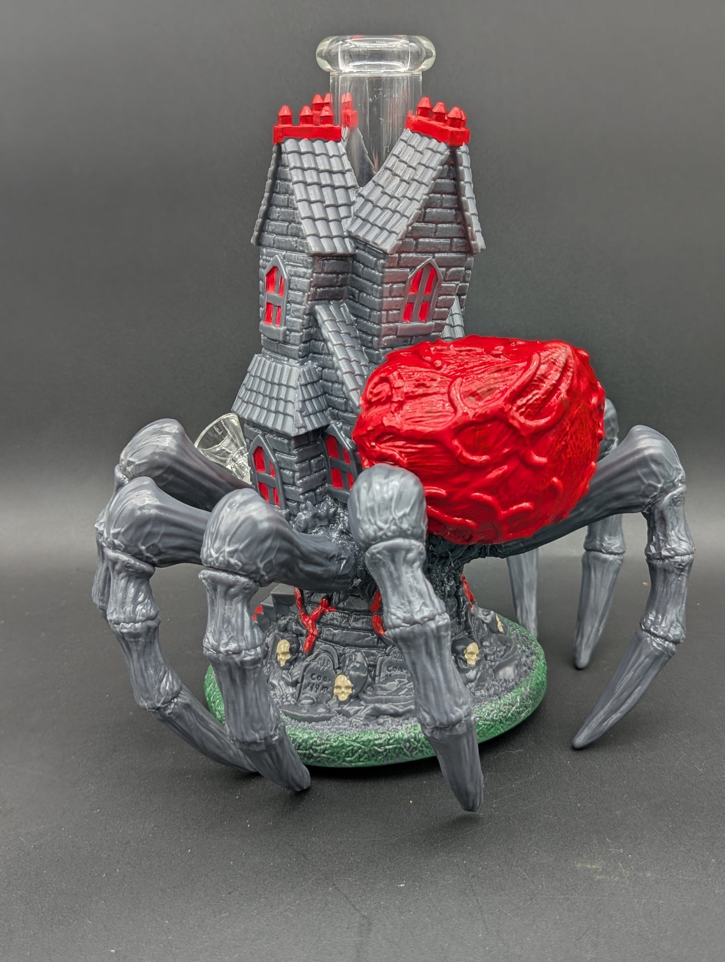 All-Seeing Arachnid Castle Glass & Vinyl Water Pipe 10.25"-Avernic Smoke Shop