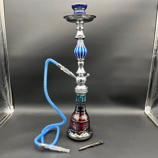 Badshah Platinum Asian Flair Hookah | 26" | 1 - Hose - Meech Madness Smoke Shop