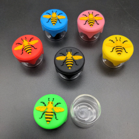 Bee Glass Concentrate Jar w/ Silicone Lid - 7.5mL - Meech Madness Smoke Shop