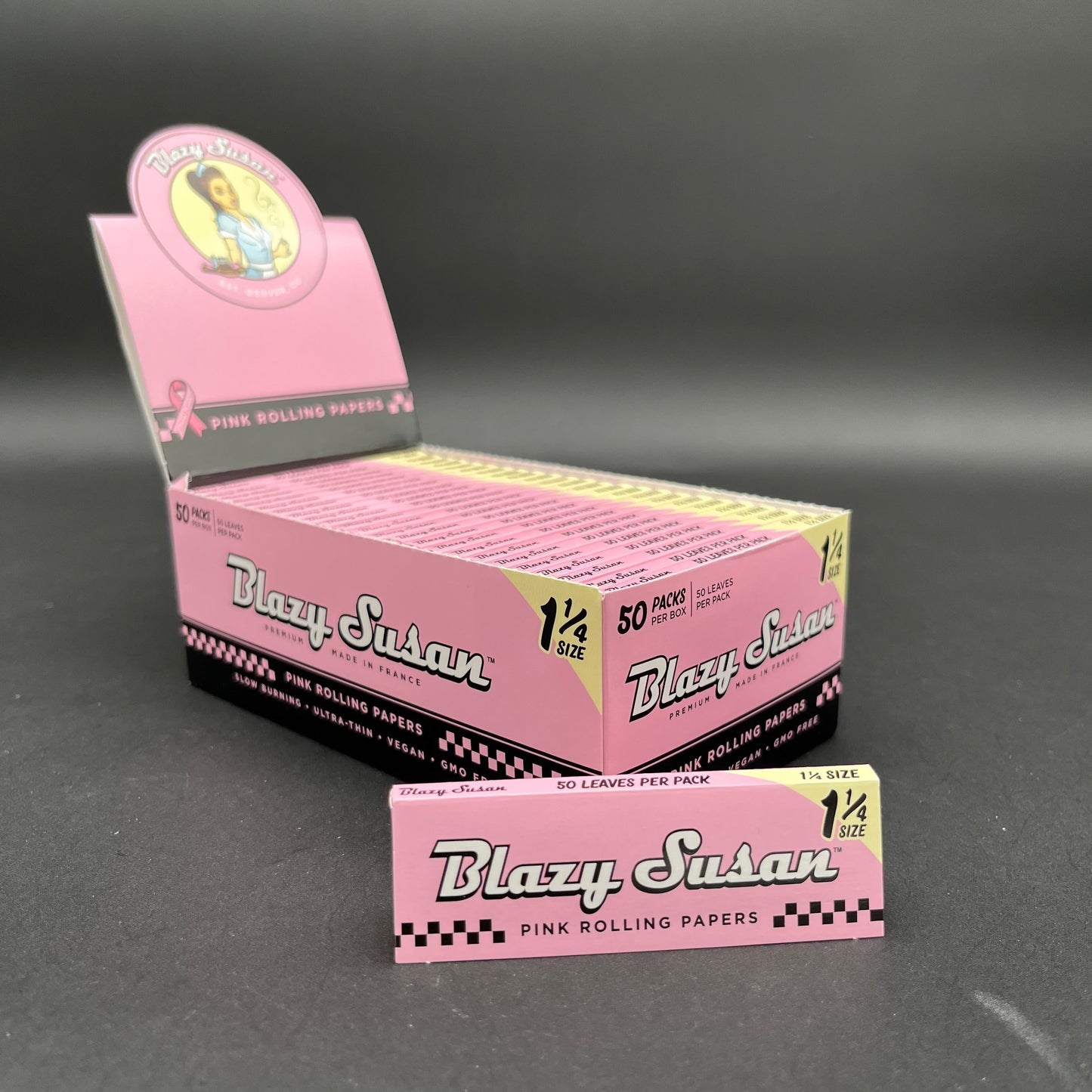 Blazy Susan Pink Rolling Papers | 1 1/4" | 50pc-Avernic Smoke Shop