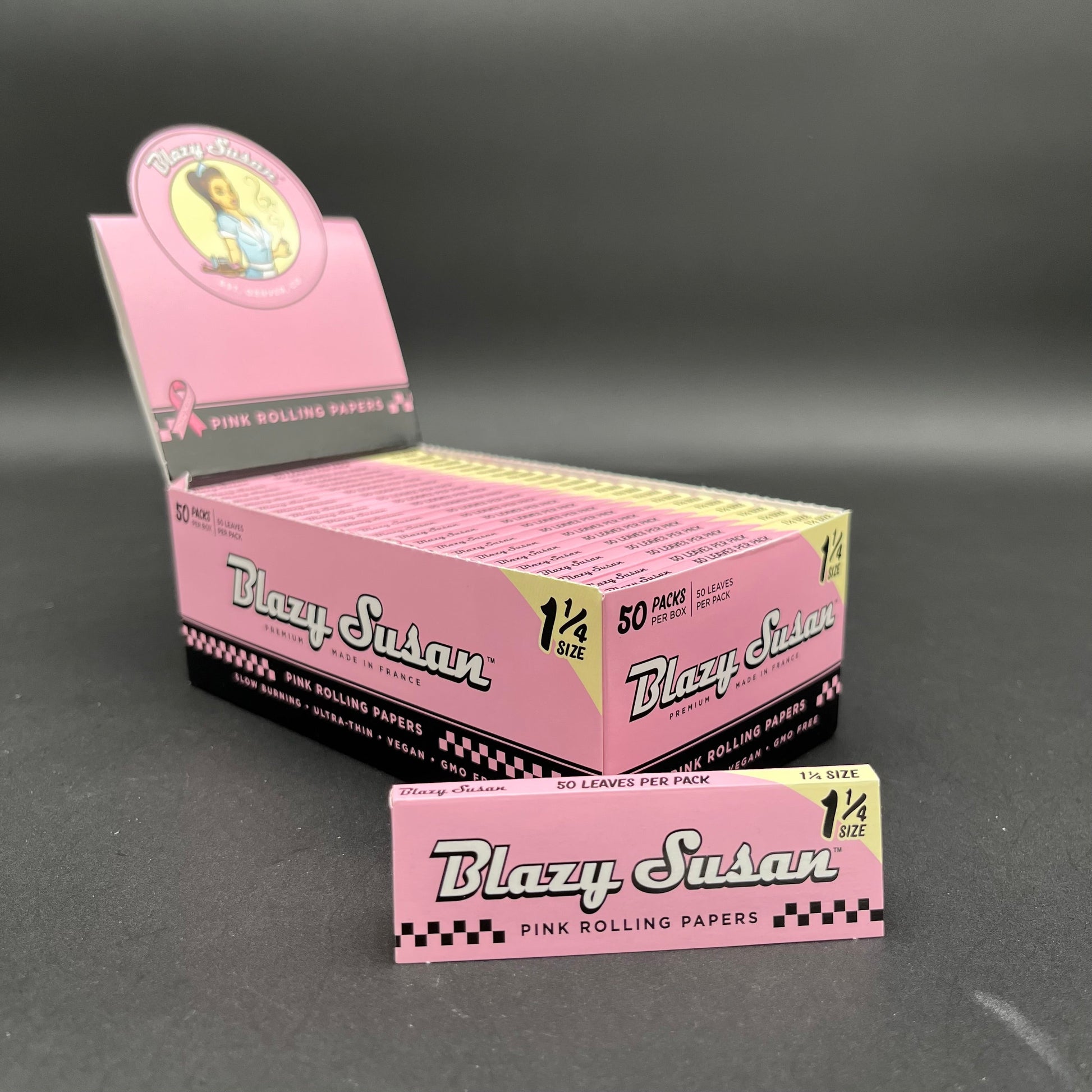 Blazy Susan Pink Rolling Papers | 1 1/4" | 50pc-Avernic Smoke Shop