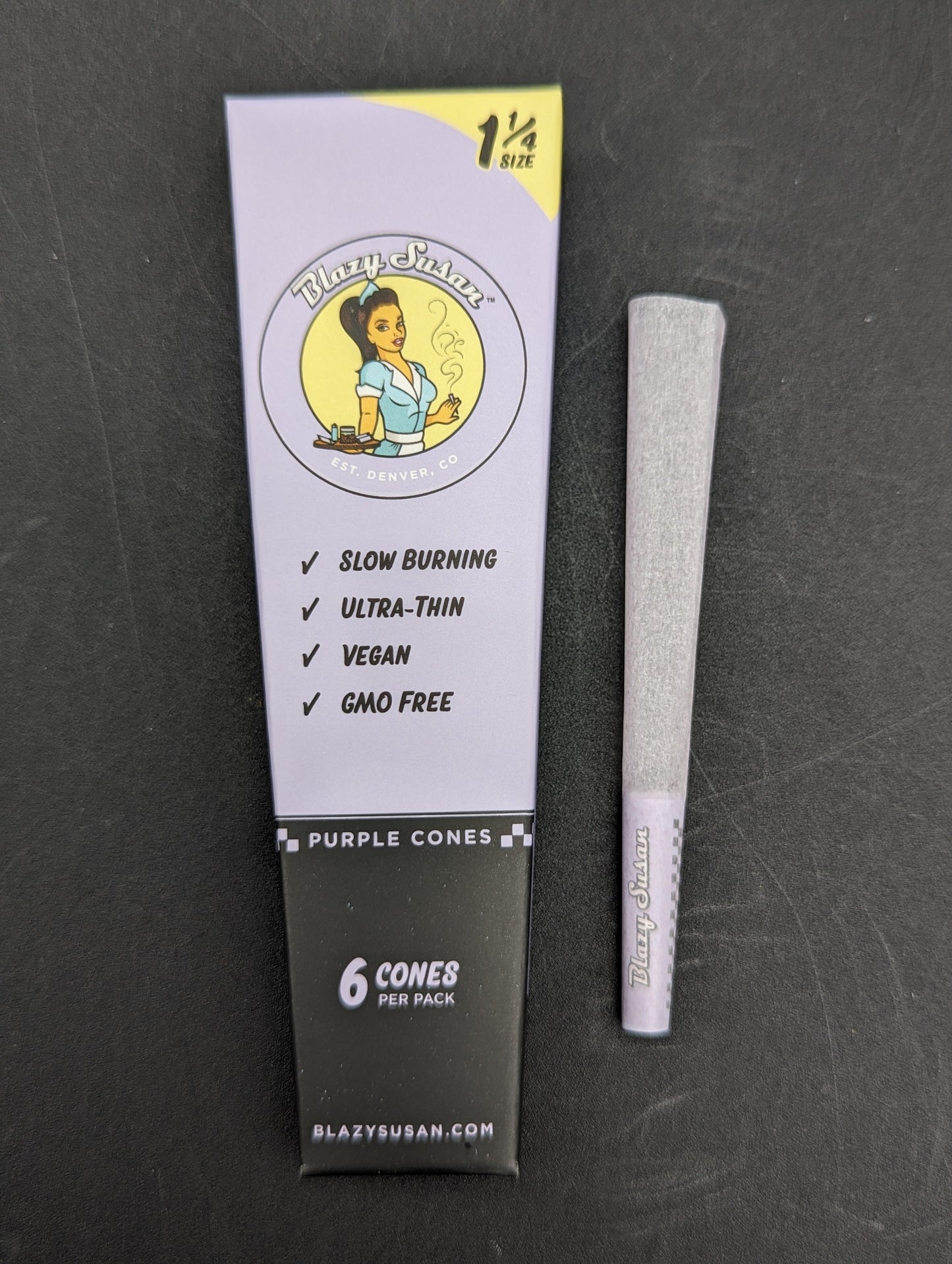 Blazy Susan Purple 1 1/4 Pre-Rolled Cones 6 Pack