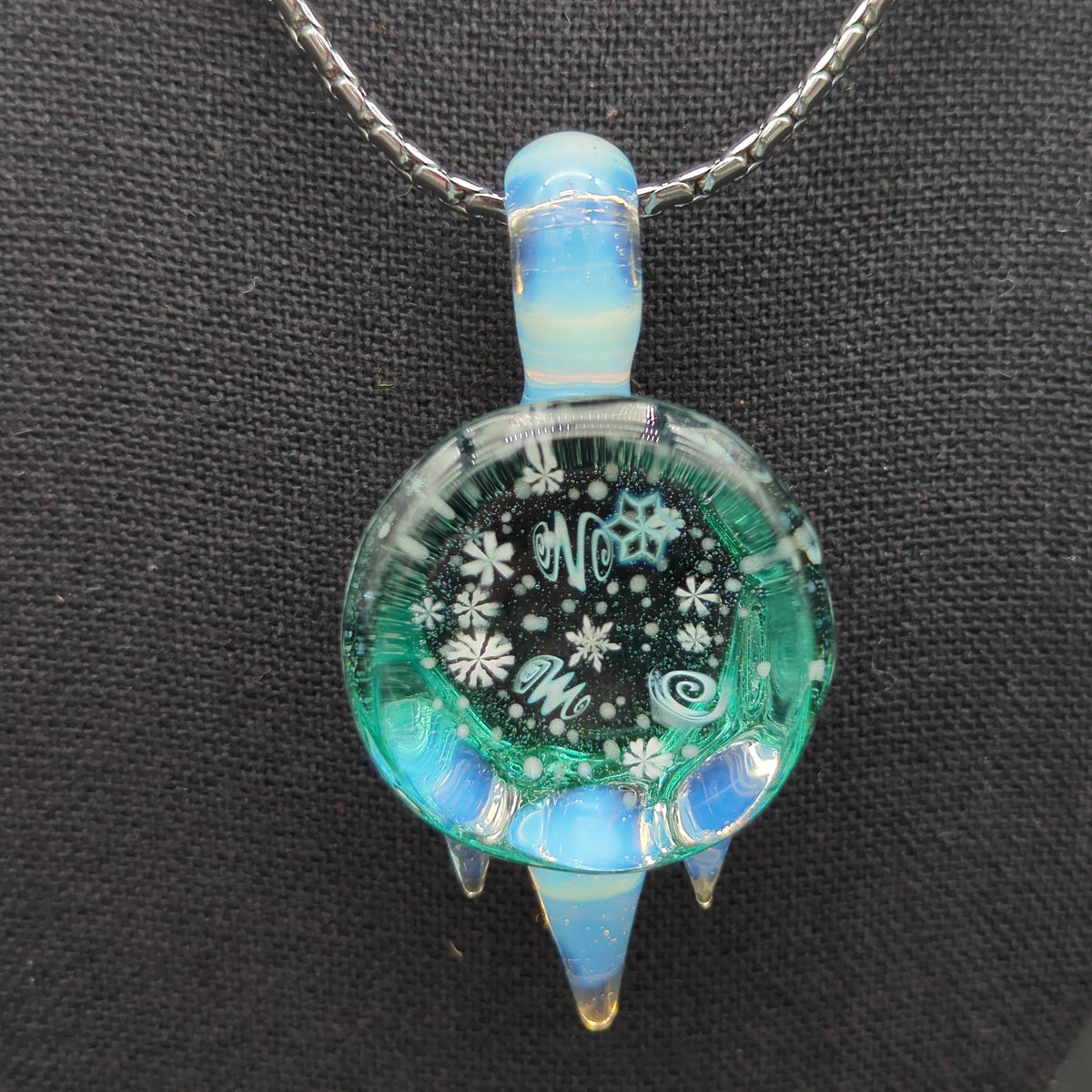 Chaka Glass Aquamarine Blizzard Pendant-Meech Madness Smoke Shop