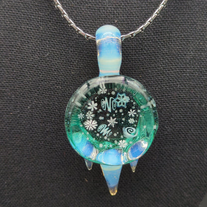 Chaka Glass Aquamarine Blizzard Pendant - Meech Madness Smoke Shop