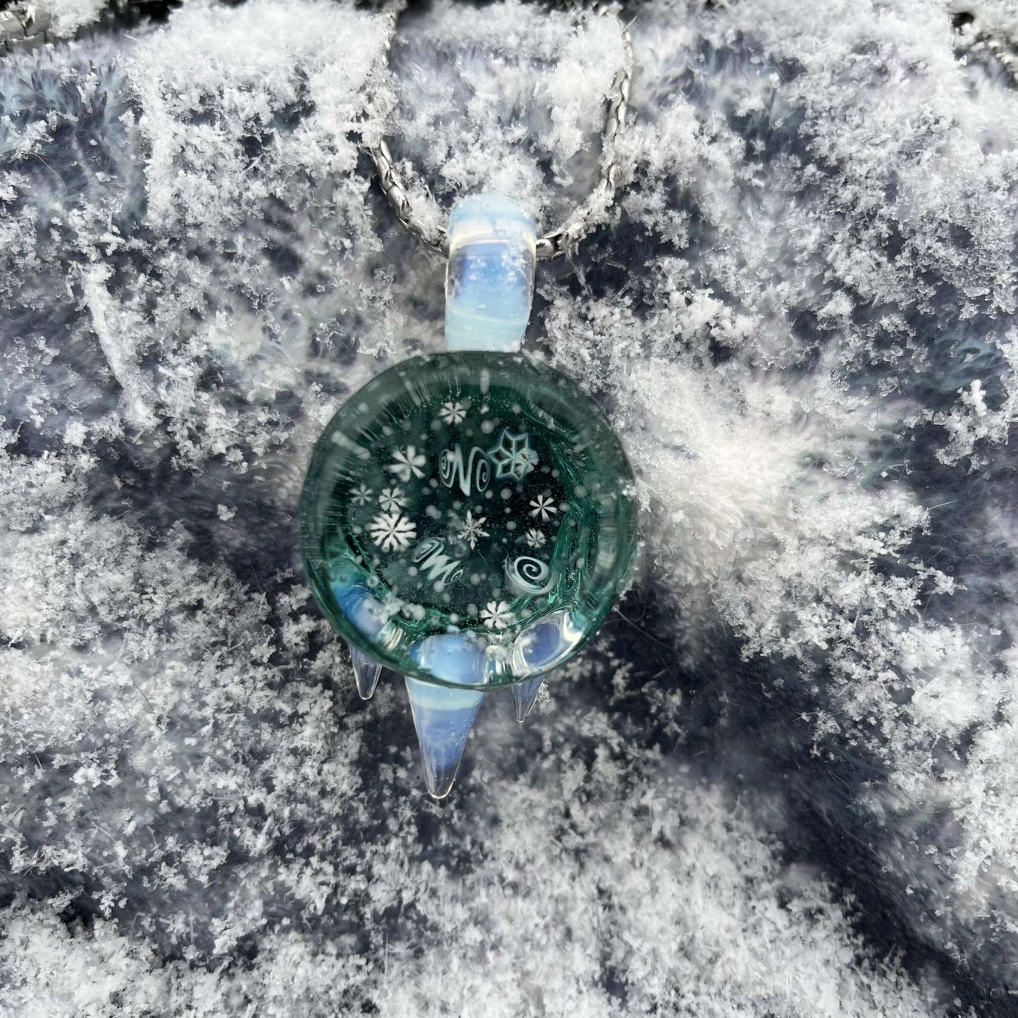 Chaka Glass Aquamarine Blizzard Pendant - Meech Madness Smoke Shop