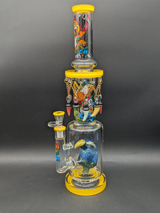 Cheech Glass - 15.5" Angry Parrot Water Pipe-Avernic Smoke Shop