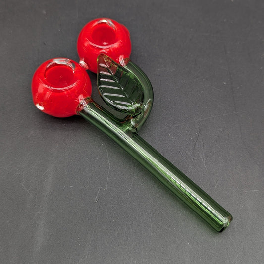Cherry Double Glass Hand Pipe - 5.5" - Meech Madness Smoke Shop