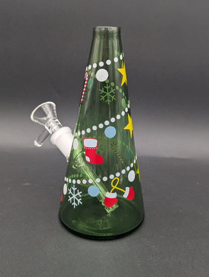 Christmas Tree 6" Cone Shaped Bubbler-Avernic Smoke Shop