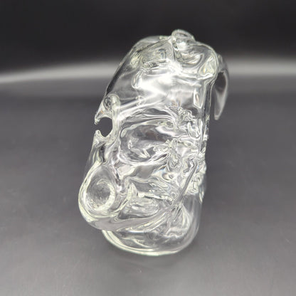 Clear Sabertooth Skull Sculpture Rig - by EKA Glass - Meech Madness Smoke Shop