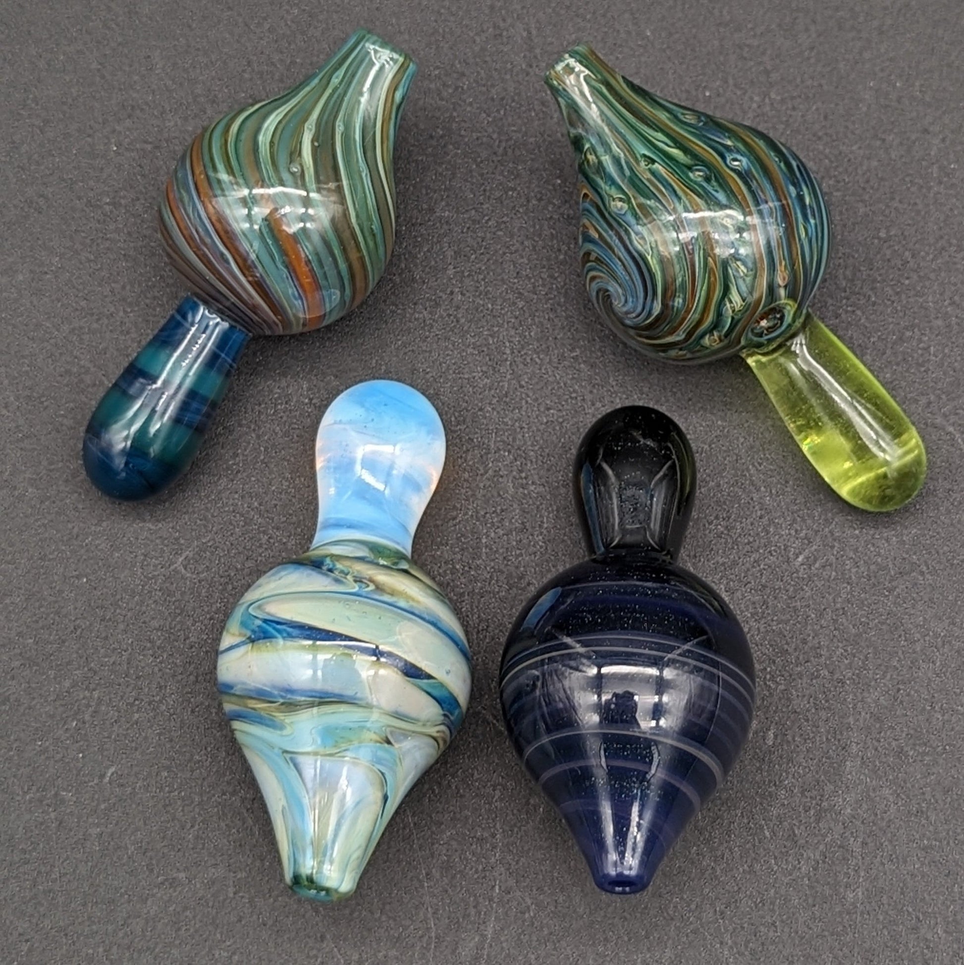 Color Worked Heady Bubble Caps - By Homie G Glass - Meech Madness Smoke Shop