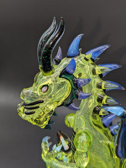 Crushed Opal Dragon Sculpture Dab Rig - Mako Glass-Avernic Smoke Shop