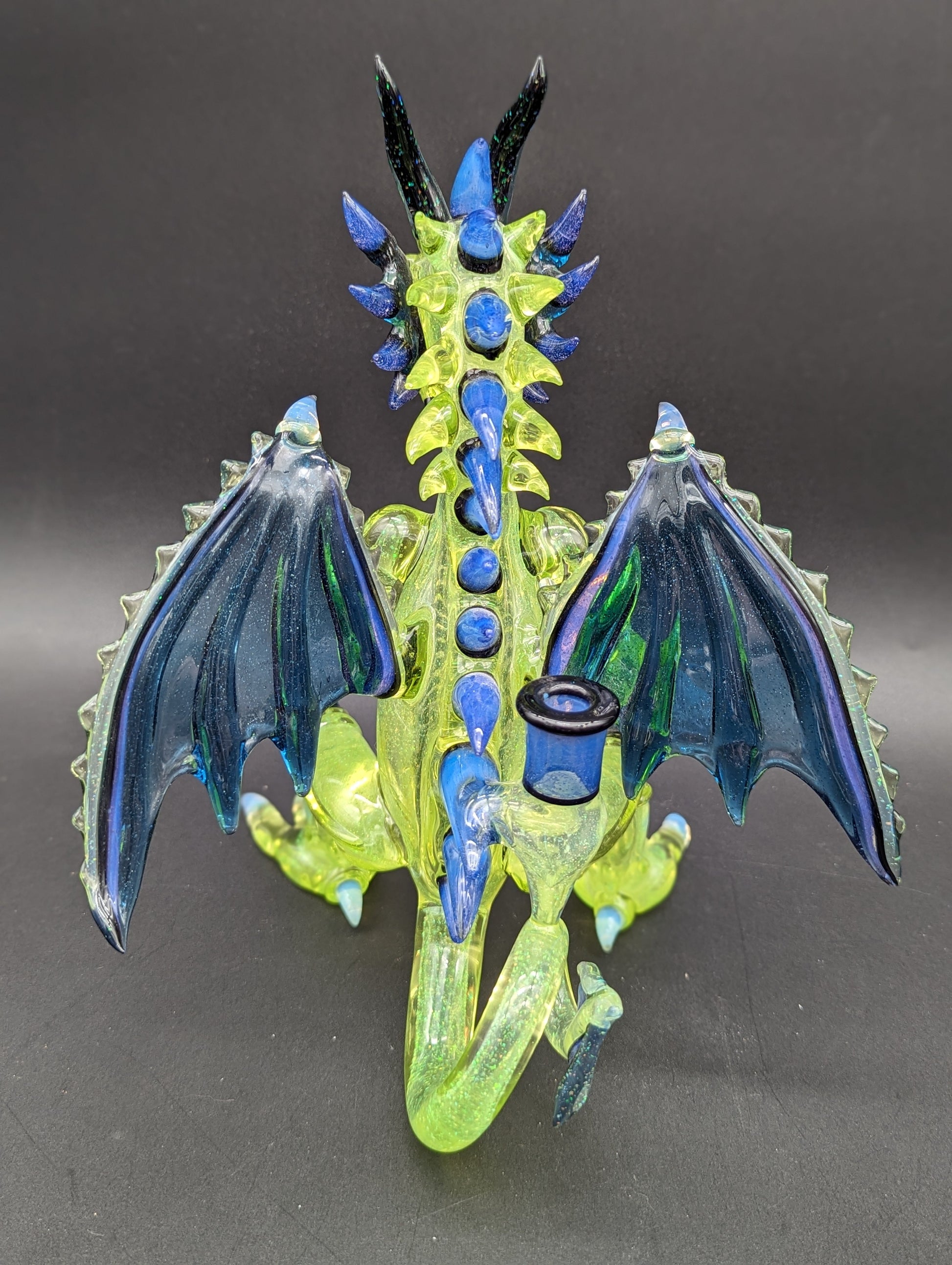 Crushed Opal Dragon Sculpture Dab Rig - Mako Glass-Avernic Smoke Shop
