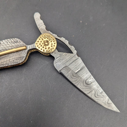 Damascus Steel Leaf Blade Knife-Meech Madness Smoke Shop