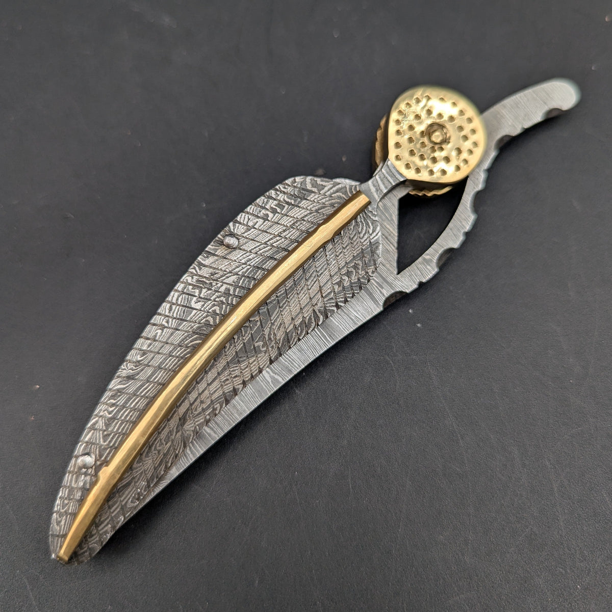 Damascus Steel Leaf Blade Knife-Meech Madness Smoke Shop