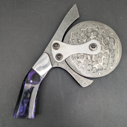 Damascus Steel + Resin Pizza Cutter-Meech Madness Smoke Shop