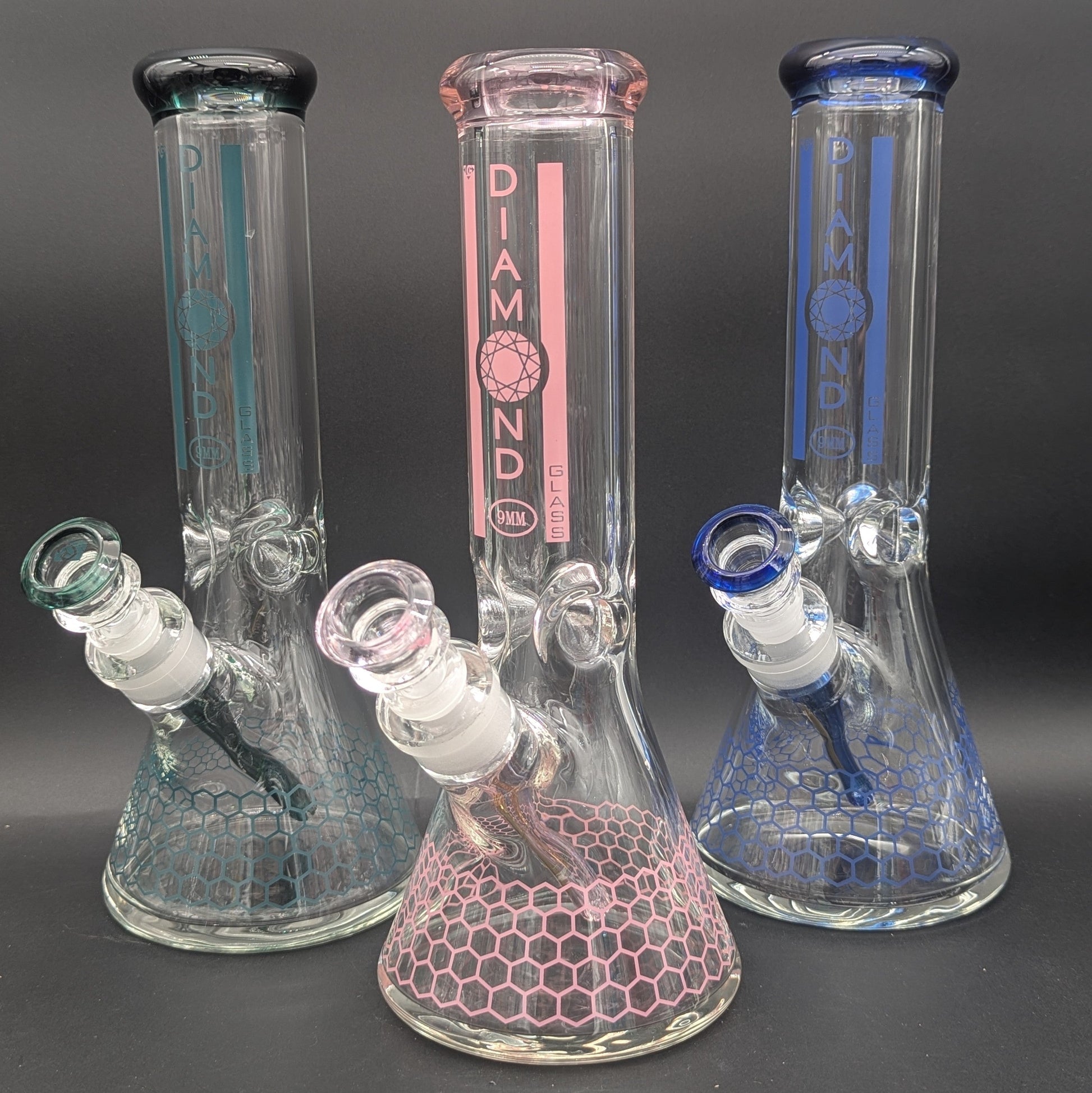 Diamond Glass 12" Honeycomb Pattern Beaker-Avernic Smoke Shop