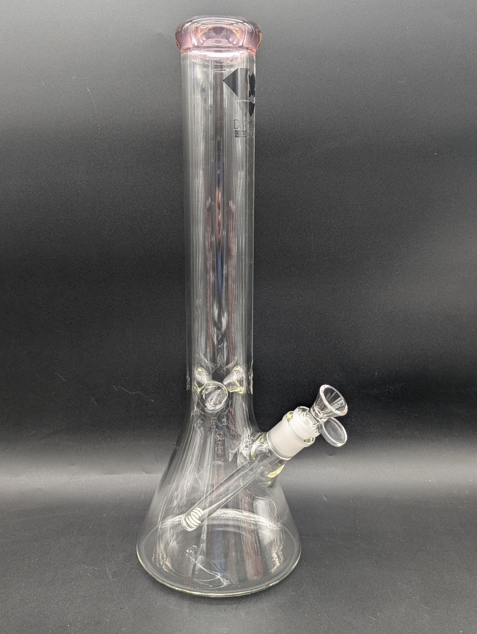 Diamond Glass Gold Classic Beaker Water Pipe | 16.25" - Meech Madness Smoke Shop