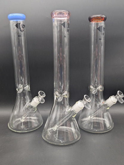 Diamond Glass Gold Classic Beaker Water Pipe | 16.25" - Meech Madness Smoke Shop