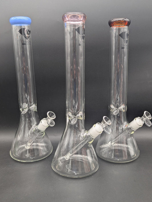 Diamond Glass Gold Classic Beaker Water Pipe | 16.25" - Meech Madness Smoke Shop