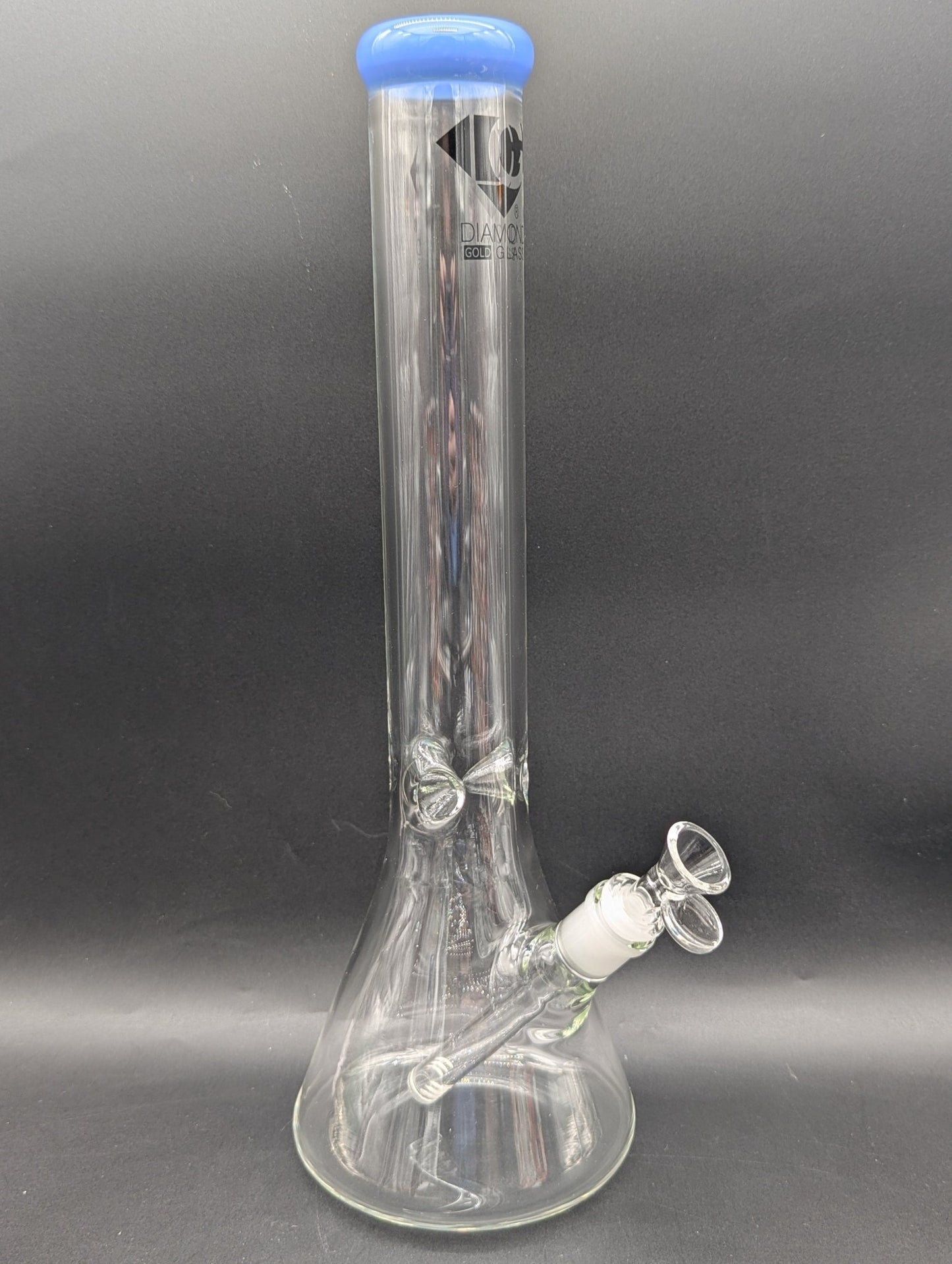 Diamond Glass Gold Classic Beaker Water Pipe | 16.25" - Meech Madness Smoke Shop