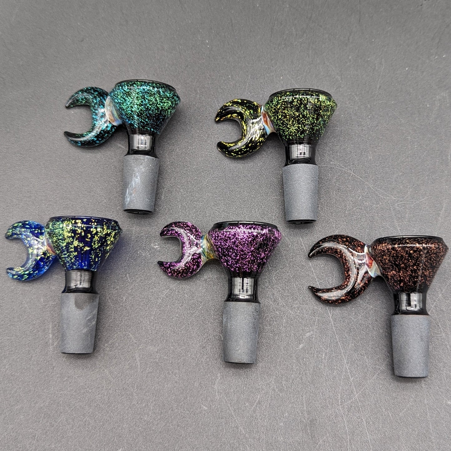 Dichroic Moon Handle Glass Bowls 14mm-Avernic Smoke Shop