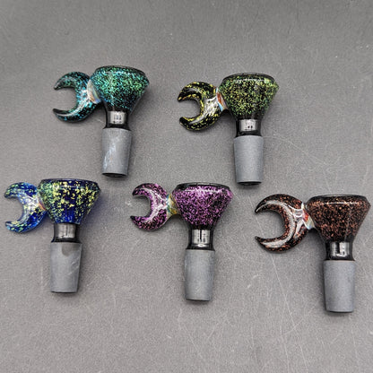 Dichroic Moon Handle Glass Bowls 14mm-Avernic Smoke Shop