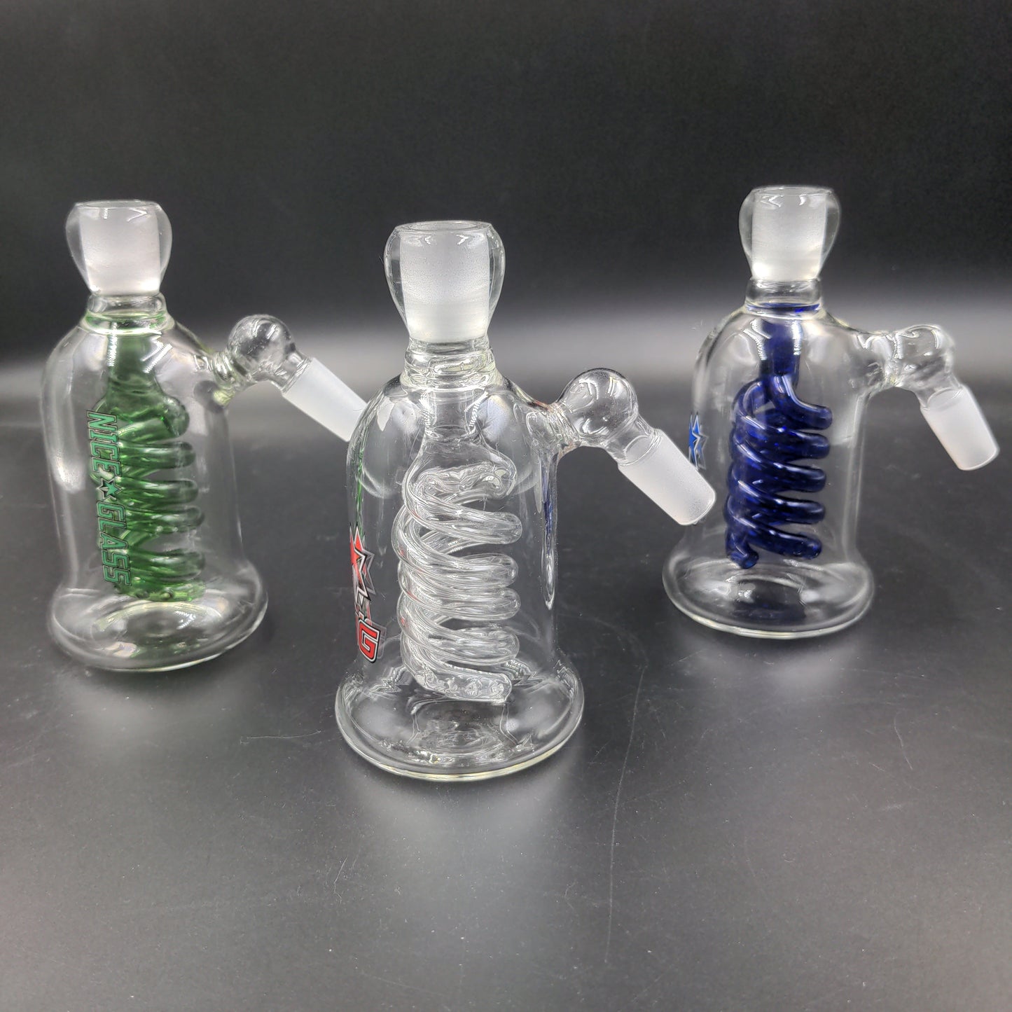 Double-Coil Diffuser Ash Catchers - 14mm 45 Degrees-Avernic Smoke Shop