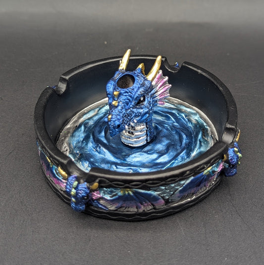 Dragon Polyresin Round Ashtray with Snuffer | 4" - Meech Madness Smoke Shop
