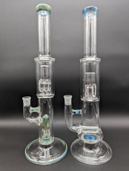 Dual Perc Straight Tube Bongs - Fire Within Glass - Avernic Smoke Shop