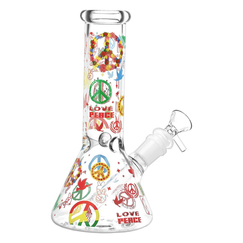 Pulsar World Peace Beaker Glass Water Pipe - 7.75" / 14mm F