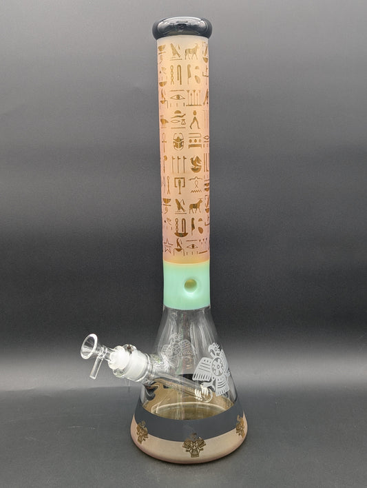 Egyptian Sandblasted 18" Beaker Bong-Avernic Smoke Shop