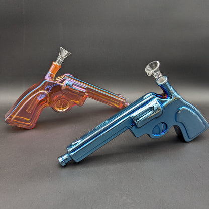 Electroplated Pistol 9" Gun Glass Bubbler