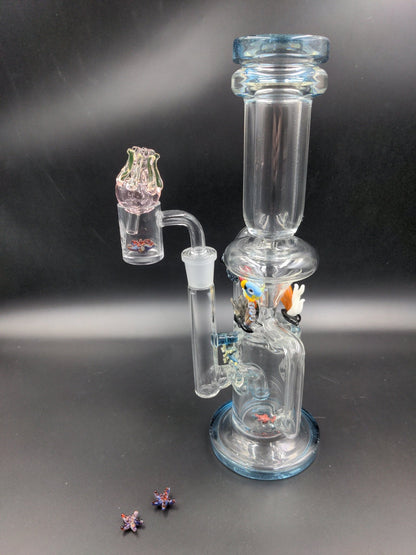 Empire Glassworks "Under The Sea" Recycler w/ Banger, Cap and Pearls - Meech Madness Smoke Shop