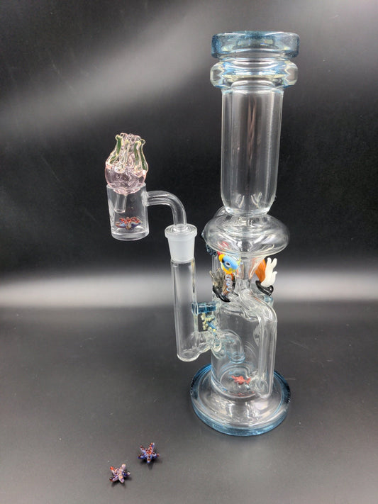 Empire Glassworks "Under The Sea" Recycler w/ Banger, Cap and Pearls - Meech Madness Smoke Shop