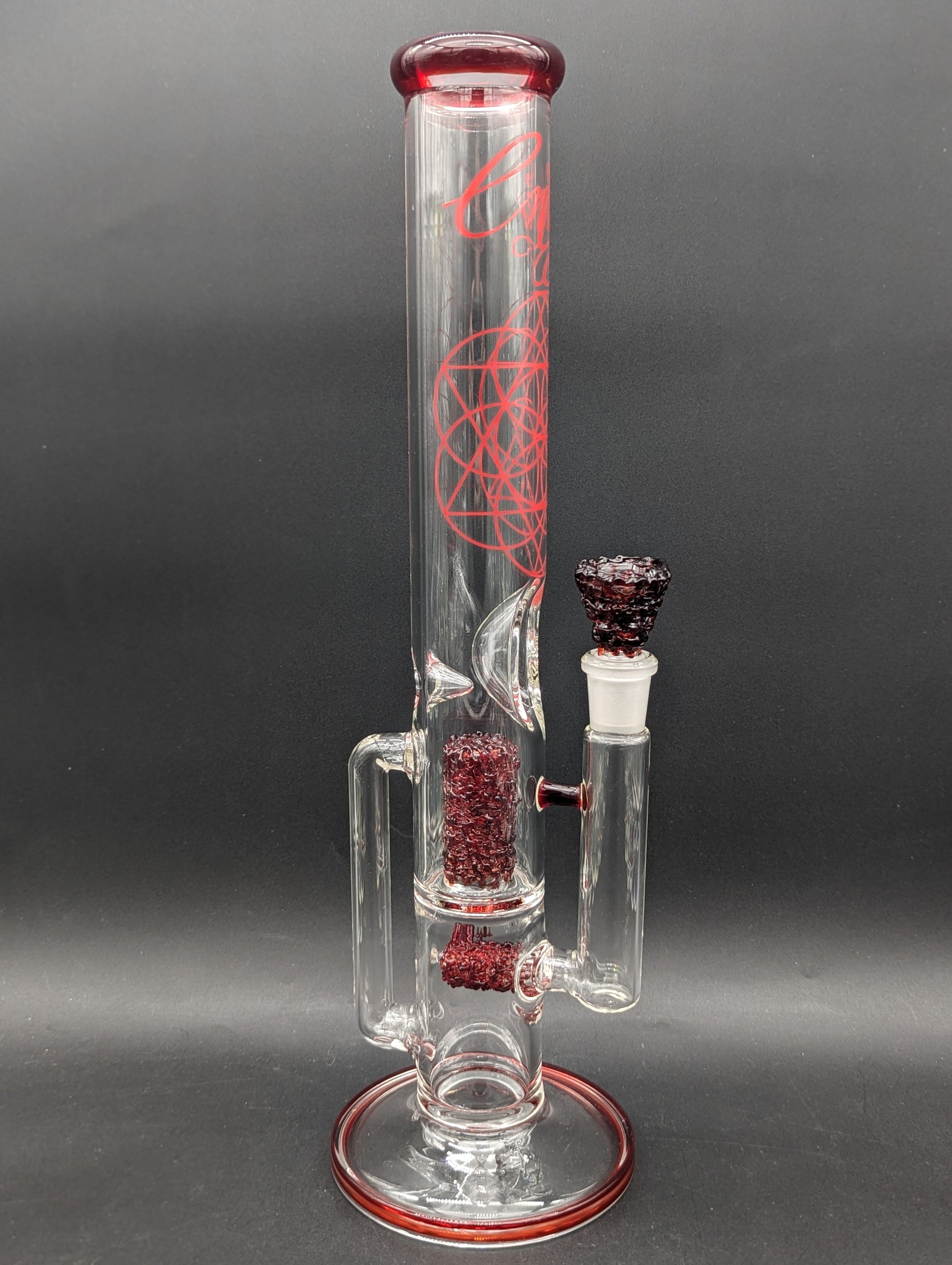 Envy Glass 16" "Pop Rocks" Dual Perc Recycler Straight Tube-Avernic Smoke Shop