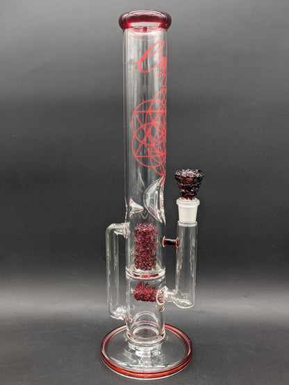Envy Glass 16" "Pop Rocks" Dual Perc Recycler Straight Tube-Avernic Smoke Shop