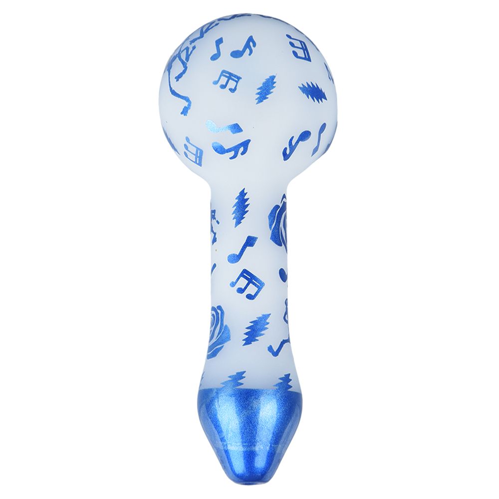 Grateful Dead x Pulsar Blue Sky Dancing Skellies Glass Spoon Pipe - 4.75"