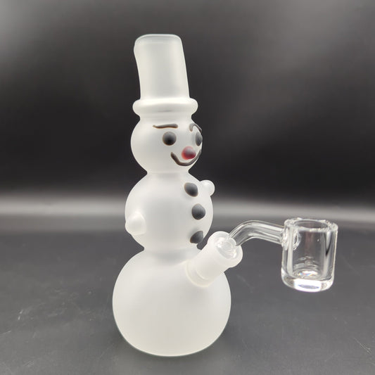 Frosted Snowman Glass Rig | 7" | 14mm - Meech Madness Smoke Shop