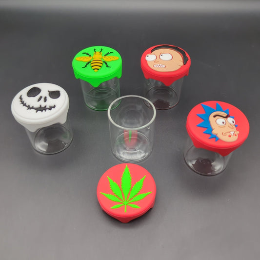 Glass Themed Storage Jar w/ Silicone Lid - Meech Madness Smoke Shop