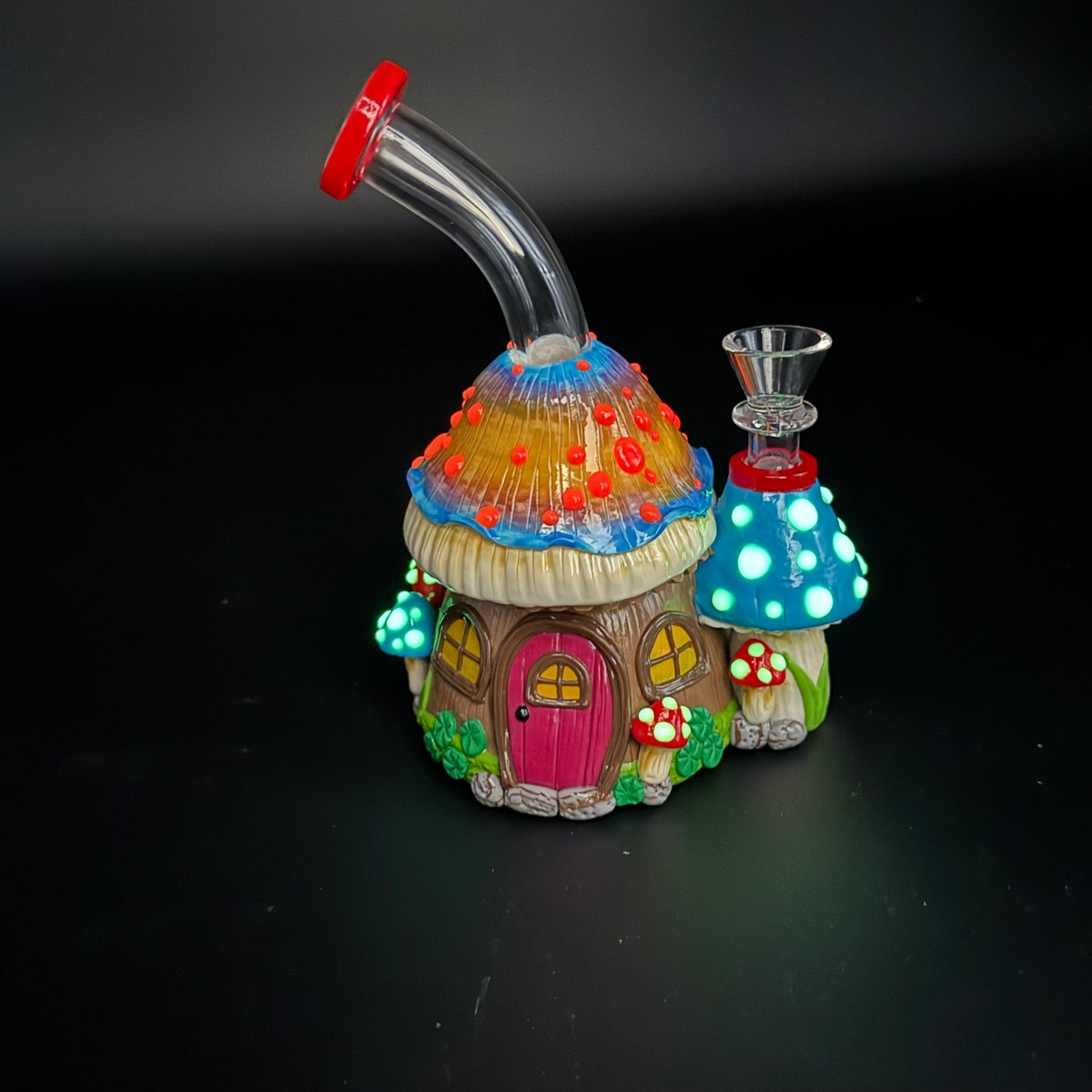 Glow in the Dark Mushroom House 3D Bong - Meech Madness Smoke Shop