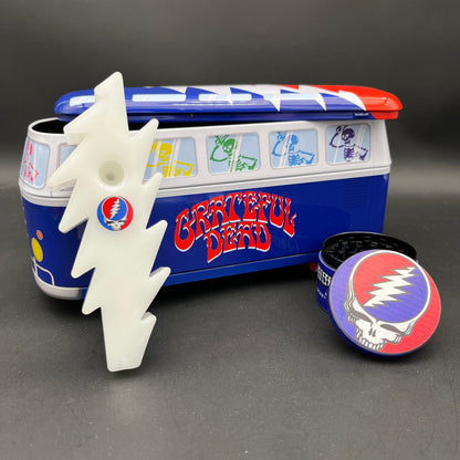 Grateful Dead - Hand Pipe Grinder Collectible Bus Tin Set - Lightning Bolt