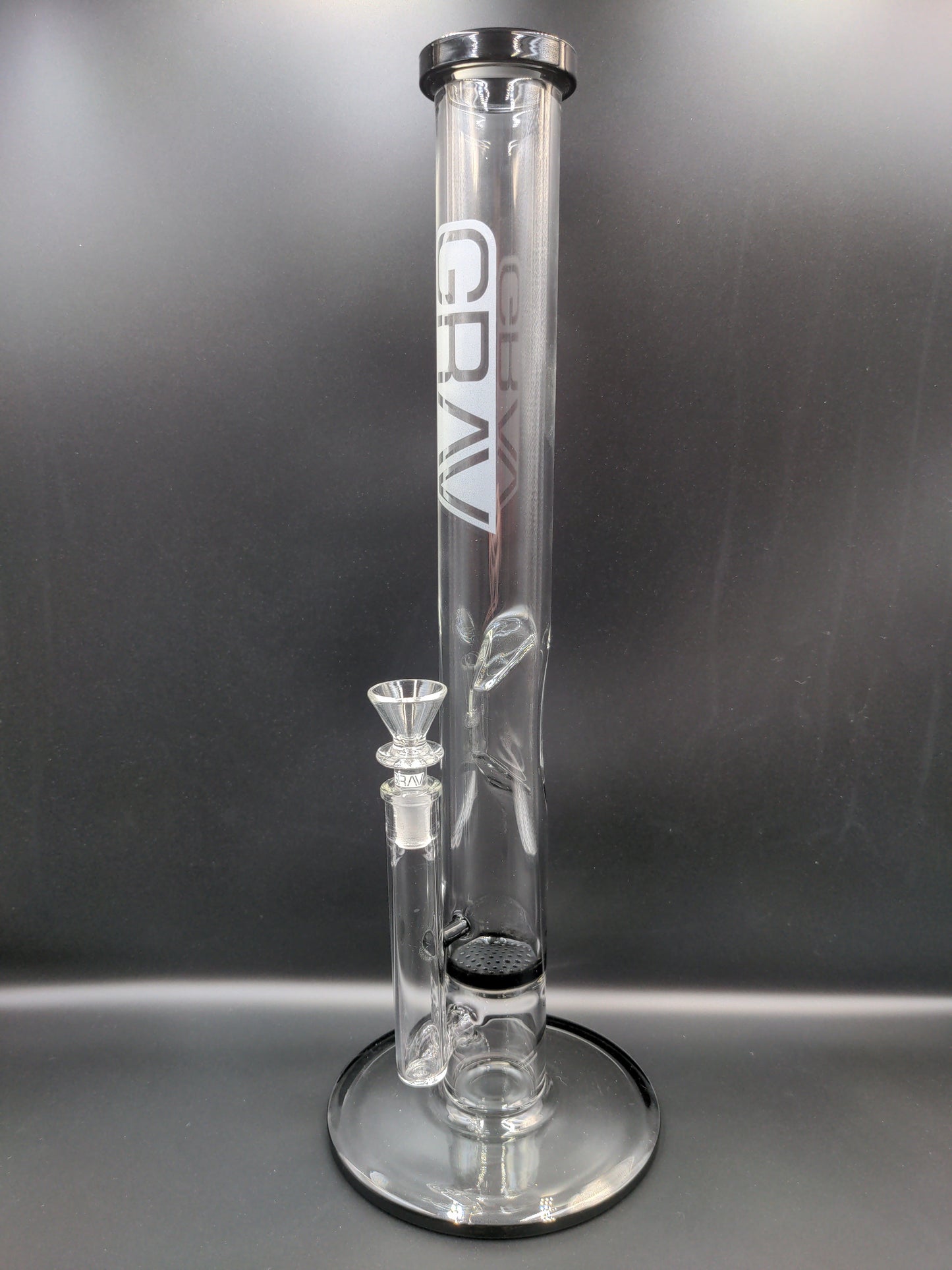 GRAV® Large, Black Accent Straight Base W/ Disc Water Pipe - Avernic Smoke Shop