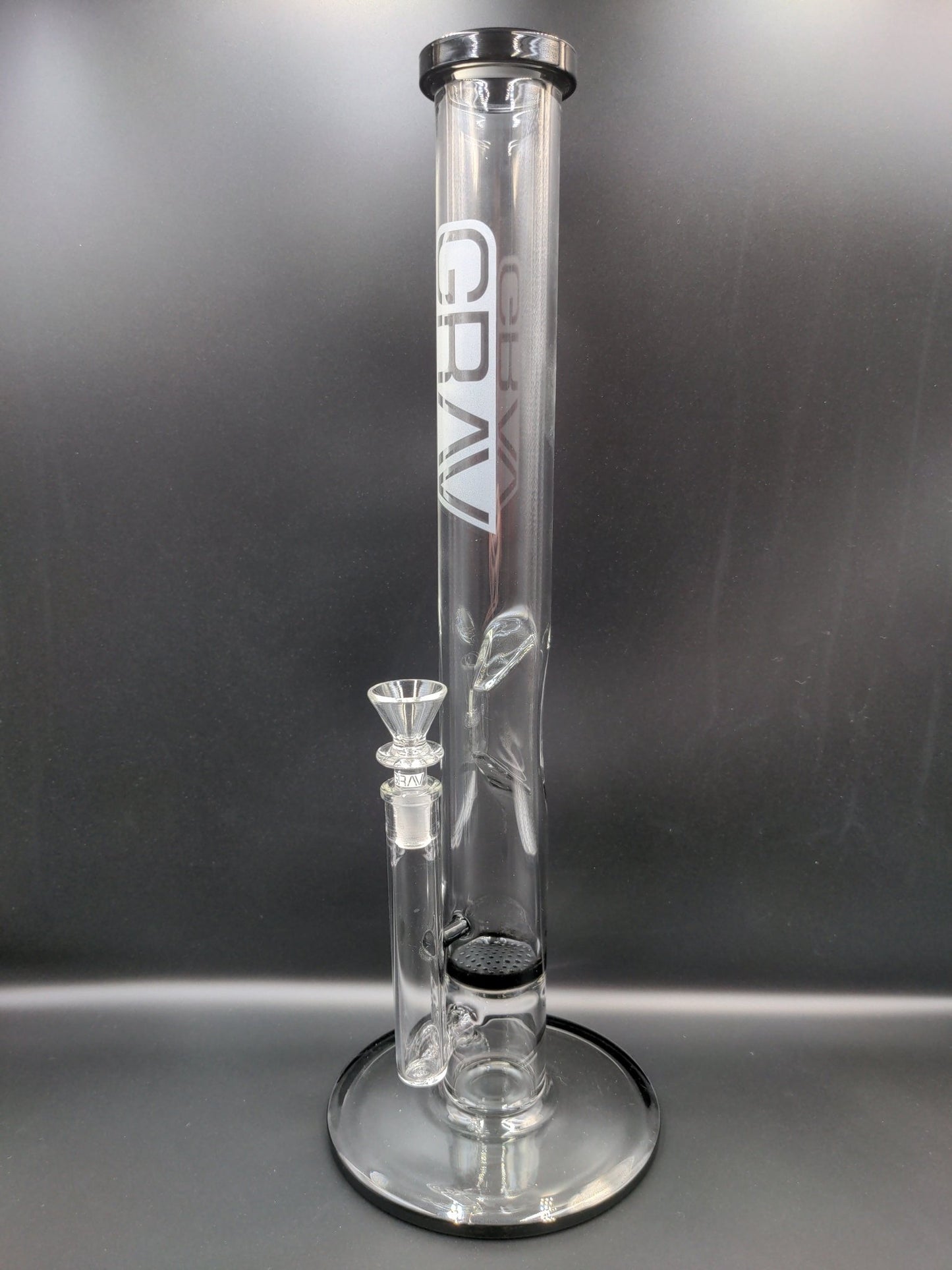 GRAV® Large, Black Accent Straight Base W/ Disc Water Pipe - Meech Madness Smoke Shop