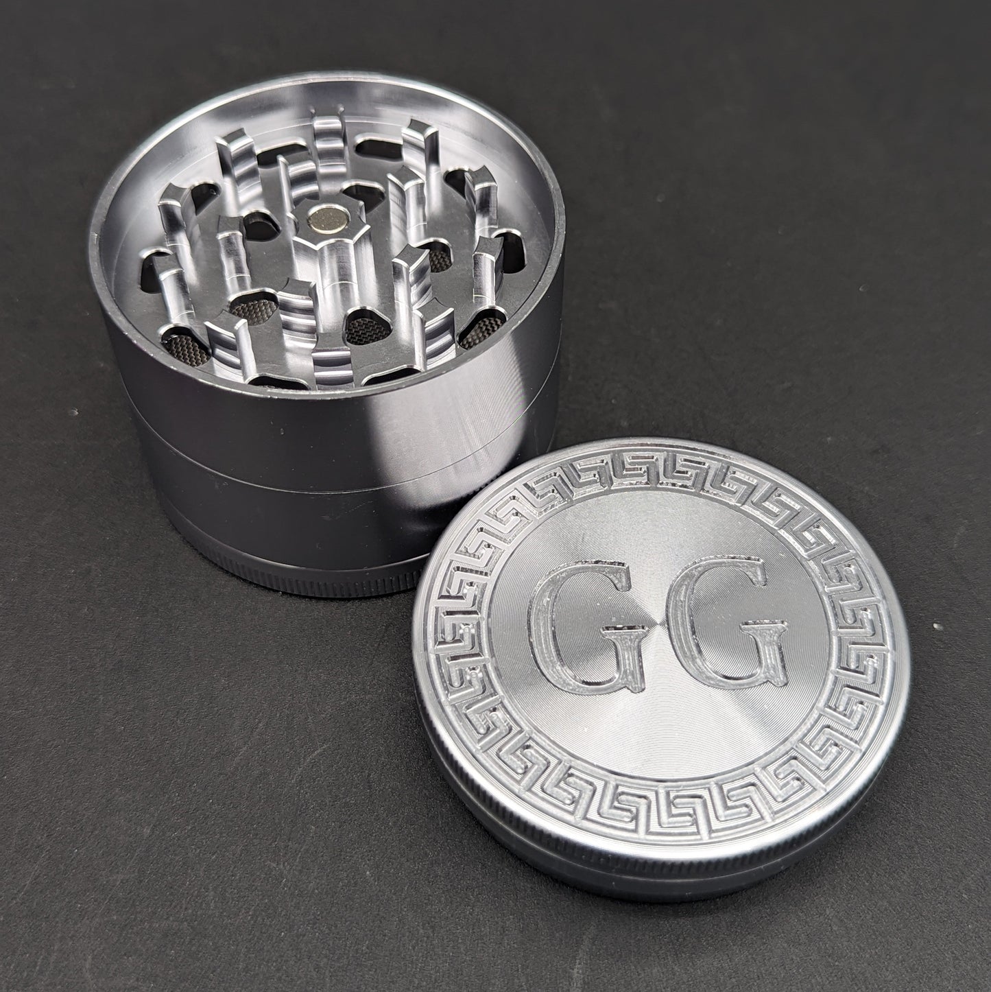 Greek Glass 4 Piece Metal Grinders-Avernic Smoke Shop