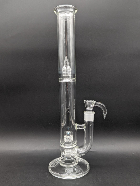 Greek Glass Threeline to 360 Grid Cap Tube w/ Opal - Meech Madness Smoke Shop