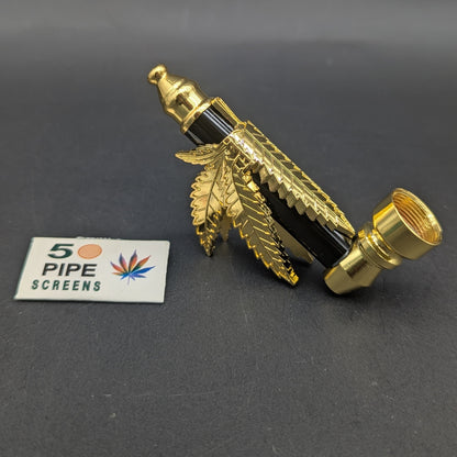 Hemp Leaf Metal Hand Pipe | 3.5"-Avernic Smoke Shop