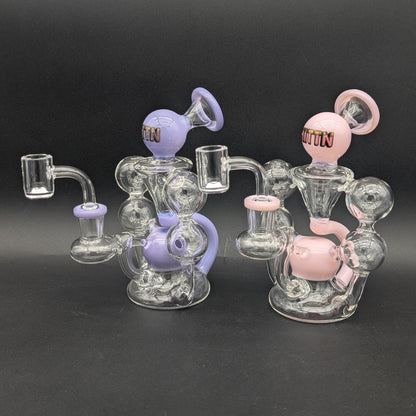 Hittn Glass 6" Double Bubble Recycler Dab Rig-Avernic Smoke Shop