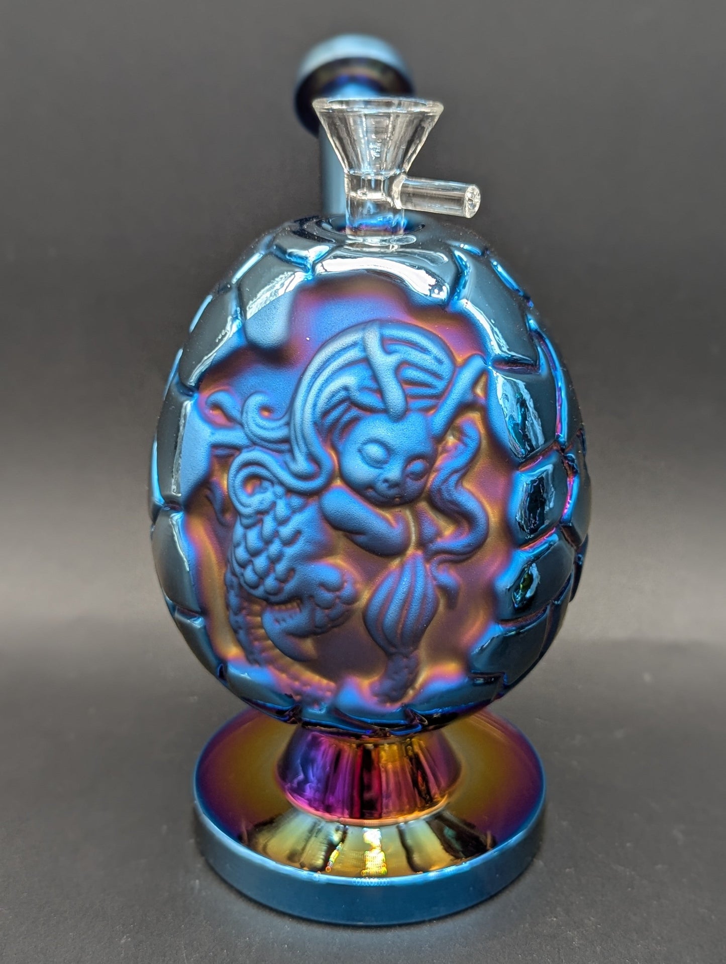 Iridescent Dragon Egg Bubbler 6"