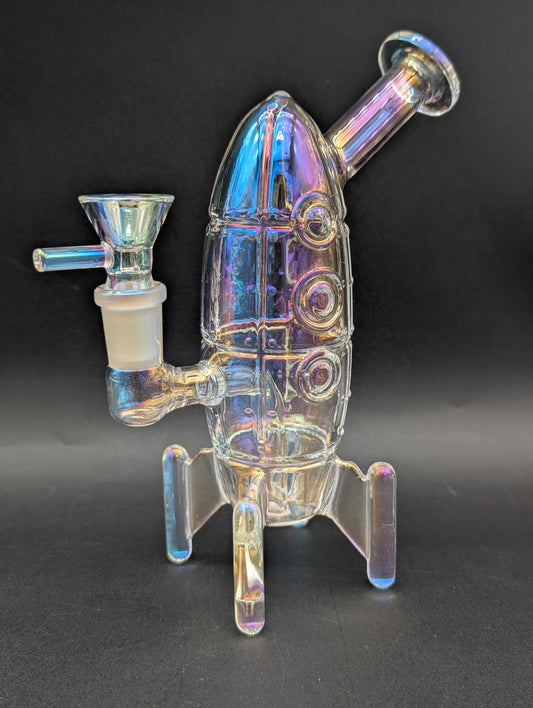 Journey To The Stars Electroplated Glass Water Pipe | 7" - Meech Madness Smoke Shop