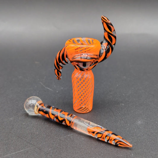 LLG x Drewp Glass "The Watcher" 18mm Slide and Poker - Meech Madness Smoke Shop